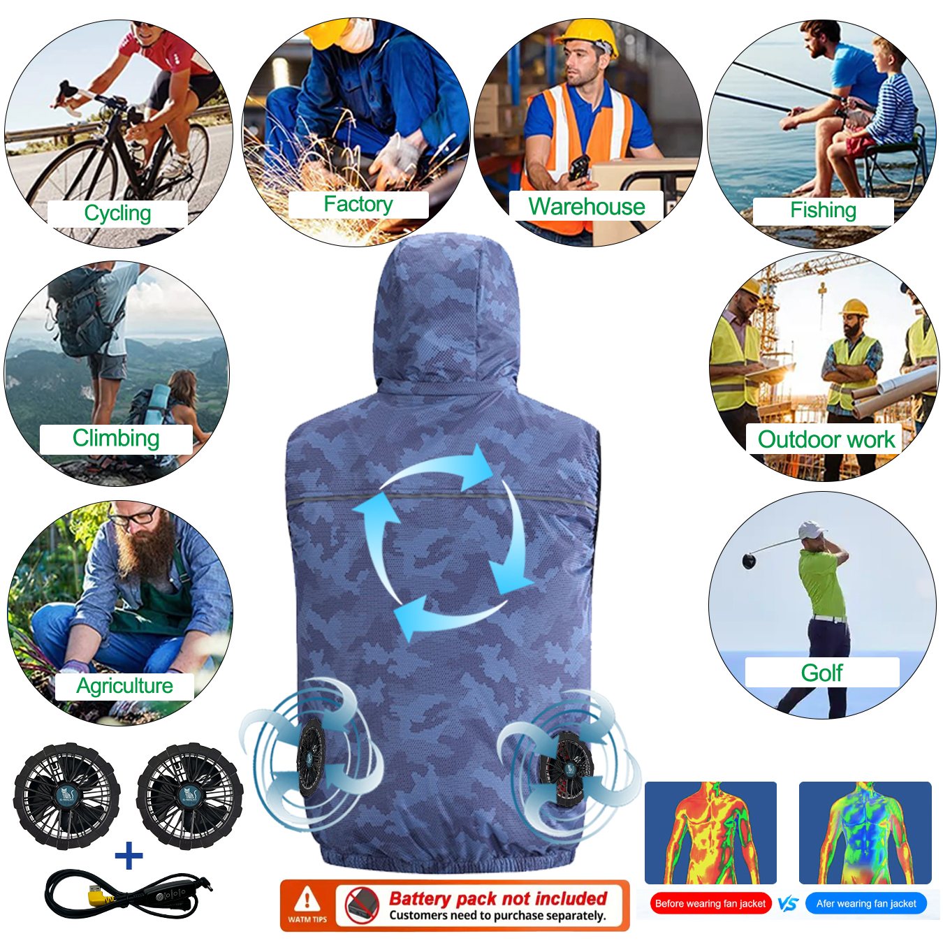 Summer Sport 12V/5V Fan Air Co - Outdoor Sport Jacket Men 리뷰 및 가격