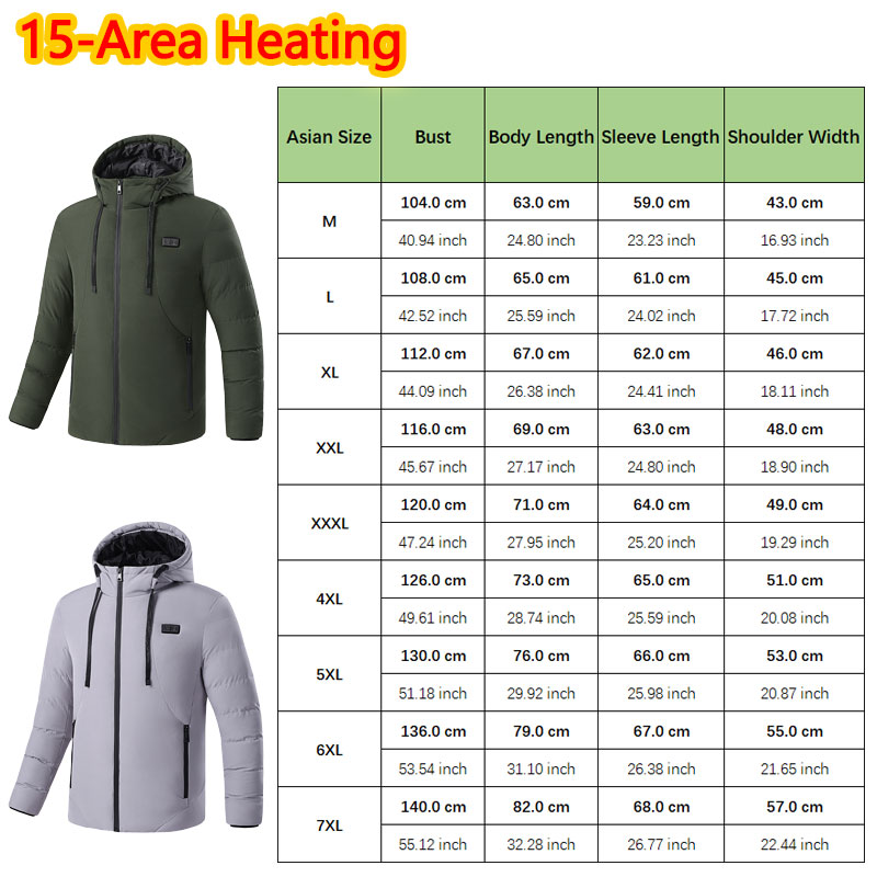 15 Area Heated Winter Hooded J - Outdoor Sport Jacket Men 리뷰 및 가격