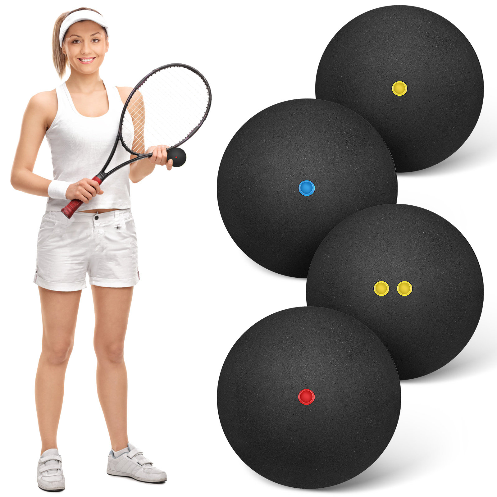 4Pcs Squash Balls Blue Assorte - Indoor Sport And Outdoor Sports 리뷰 및 가격